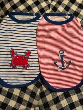 Set of 2 Nautical Pet Shirts NWOT Size Small 10'